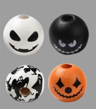 50 Halloween perler. 20 hvid + 10 af de 3 andre. Ca. 15,5 mm.